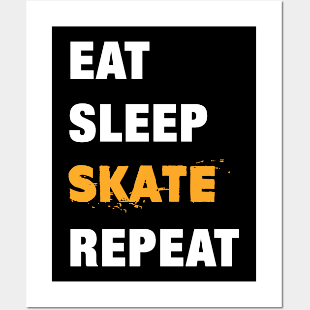 Eat, Sleep, Skate, Repeat Funny Cute Gift Wall Art by koalastudio